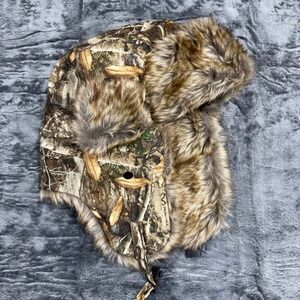 HOT SHOT Camo Trapper Hat/Faux Fur Trim Winter Ushanka Cold Weather Ear Flaps